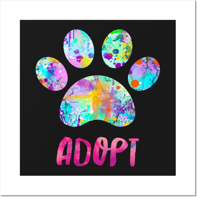 Adopt A Dog Design Watercolor Paw Print Wall Art by joannejgg